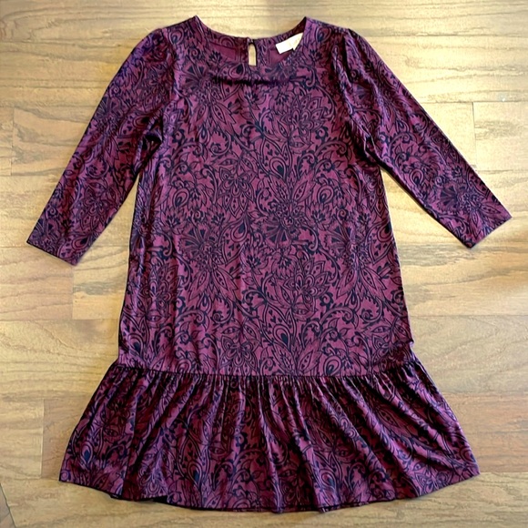 LOFT Dresses & Skirts - LOFT Petite Purple Floral Ruffle Dress - Size XSP